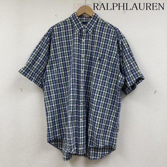 ラルフローレン RALPHLAUREN シャツ、ブラウス 半袖 90s BLAKE ボタンダウン チェック 半袖 シャツ ポニー 刺繡 M 白 / ホワイト / white X 紺 / ネイビー / navy X 緑 / グリーン / green メンズ USED 古着 中古 50141752