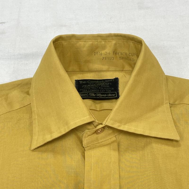 ヴィンテージ VINTAGE シャツ、ブラウス 長袖 Sears 70s PERMA PREST The Comfort Shirt コットン ポリエステル 長袖 シャツ 34 黄 / イエロー / yellow メンズ USED 古着 中古 50141755