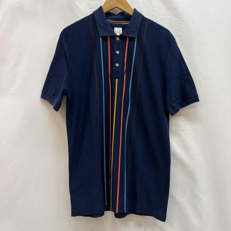 ポールスミス Paul Smith ポロシャツ 半袖 ストライプ ポロシャツ M 紺 / ネイビー / navy メンズ USED 古着 中古 50141805