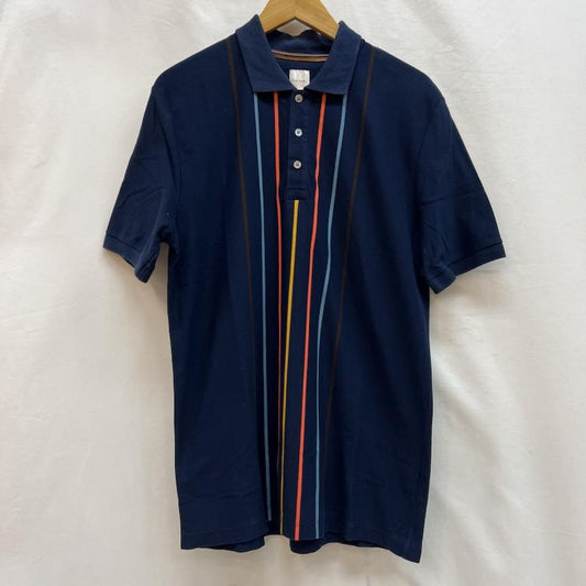 ポールスミス Paul Smith ポロシャツ 半袖 ストライプ ポロシャツ M 紺 / ネイビー / navy メンズ USED 古着 中古 50141805