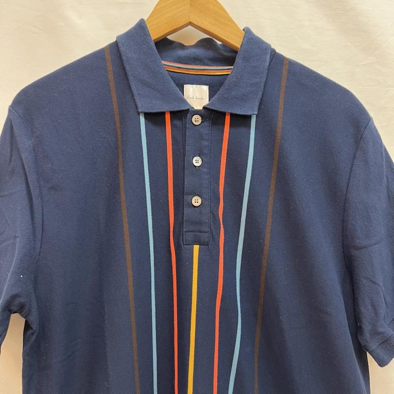 ポールスミス Paul Smith ポロシャツ 半袖 ストライプ ポロシャツ M 紺 / ネイビー / navy メンズ USED 古着 中古 50141805