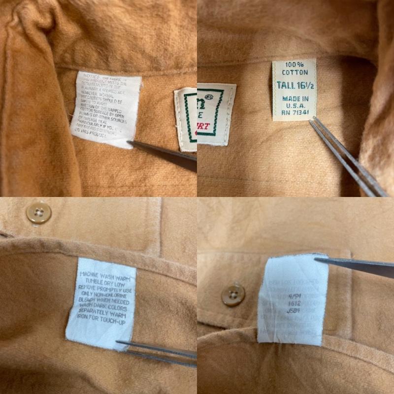 エルエルビーン L.L.Bean シャツ、ブラウス 長袖 90s シャモアシャツ USA製 長袖 シャツ 16 1/2 L 橙 / オレンジ / orange メンズ USED 古着 中古 50141815