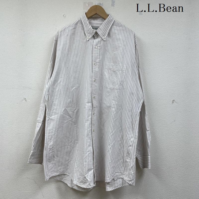 エルエルビーン L.L.Bean シャツ、ブラウス 長袖 90s USA製 ボタンダウン ストライプ 長袖 シャツ - 白 / ホワイト / white X 赤 / レッド / red メンズ USED 古着 中古 50141818