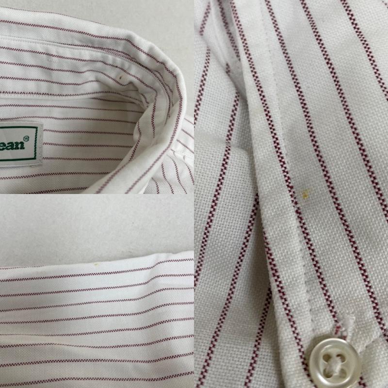 エルエルビーン L.L.Bean シャツ、ブラウス 長袖 90s USA製 ボタンダウン ストライプ 長袖 シャツ - 白 / ホワイト / white X 赤 / レッド / red メンズ USED 古着 中古 50141818