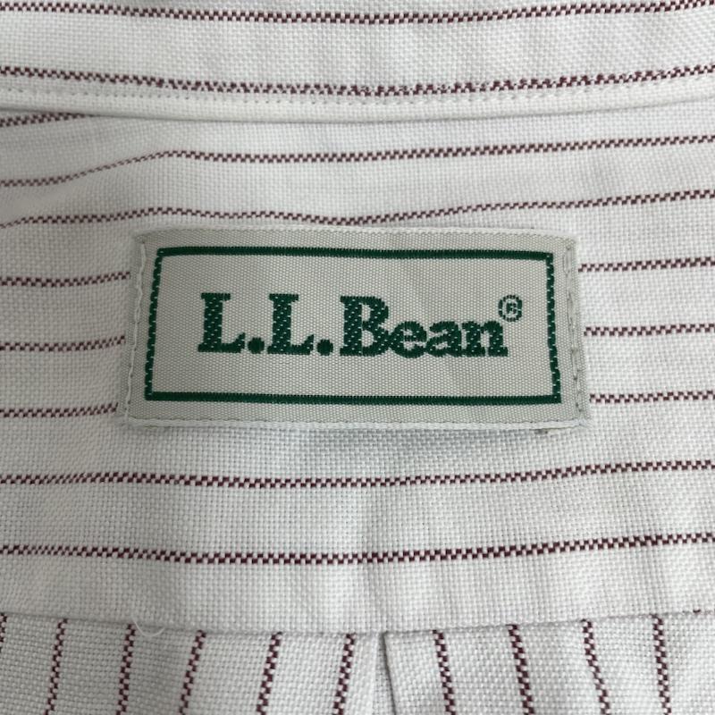 エルエルビーン L.L.Bean シャツ、ブラウス 長袖 90s USA製 ボタンダウン ストライプ 長袖 シャツ - 白 / ホワイト / white X 赤 / レッド / red メンズ USED 古着 中古 50141818