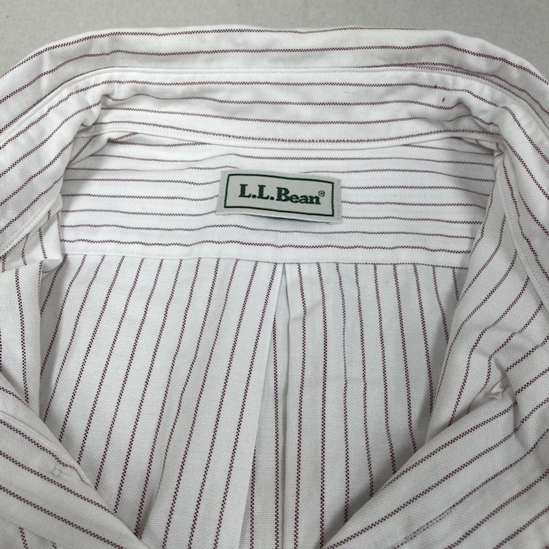 エルエルビーン L.L.Bean シャツ、ブラウス 長袖 90s USA製 ボタンダウン ストライプ 長袖 シャツ - 白 / ホワイト / white X 赤 / レッド / red メンズ USED 古着 中古 50141818