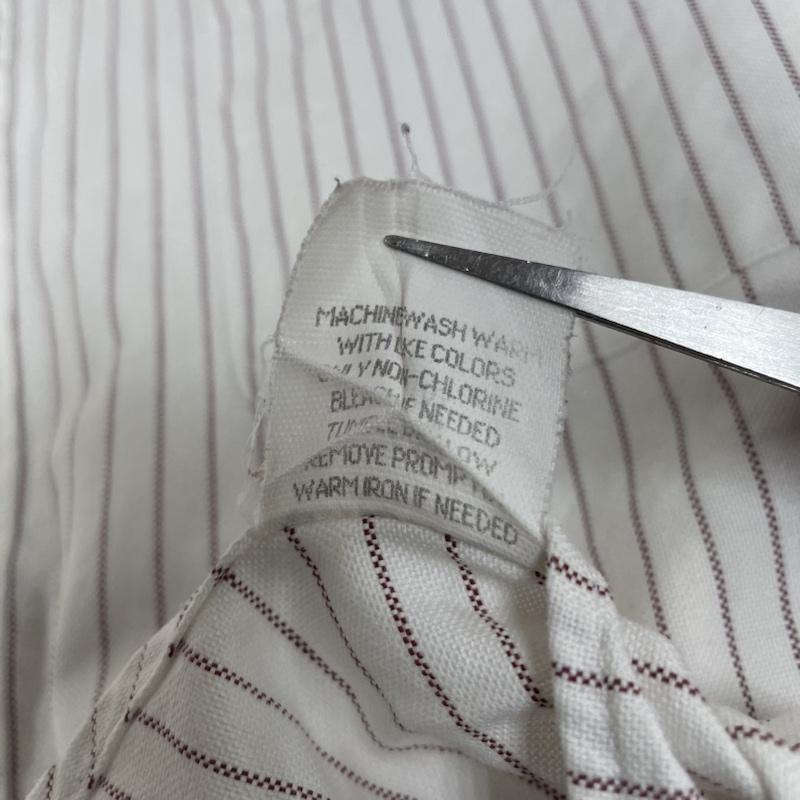 エルエルビーン L.L.Bean シャツ、ブラウス 長袖 90s USA製 ボタンダウン ストライプ 長袖 シャツ - 白 / ホワイト / white X 赤 / レッド / red メンズ USED 古着 中古 50141818