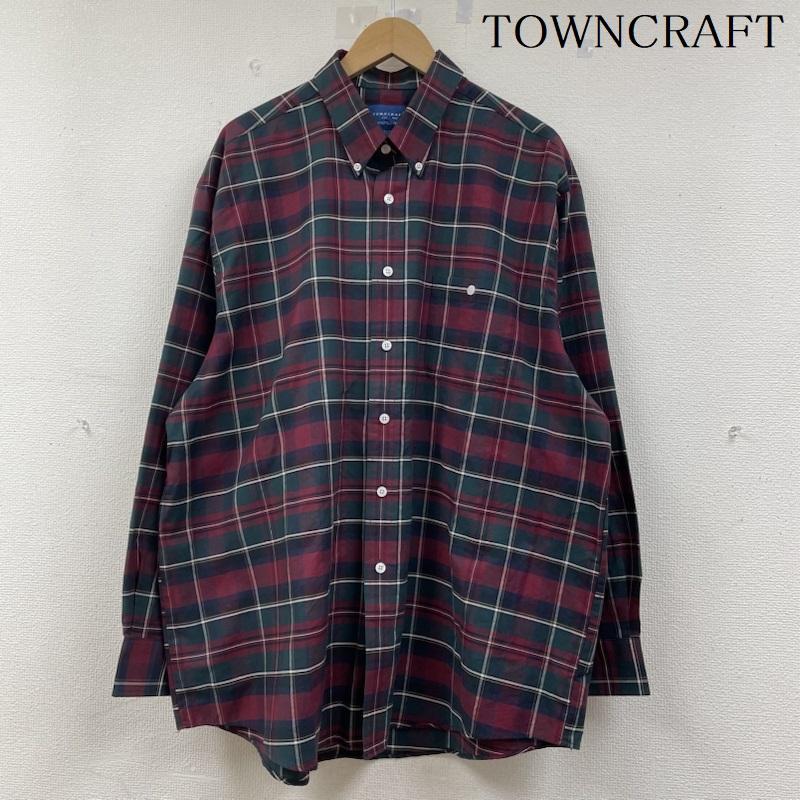 タウンクラフト TOWNCRAFT シャツ、ブラウス 長袖 ボタンダウン チェック 長袖 シャツ XL 赤 / レッド / red X 緑 / グリーン / green メンズ USED 古着 中古 50141819