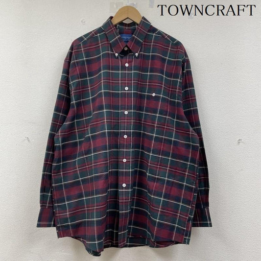 タウンクラフト TOWNCRAFT シャツ、ブラウス 長袖 ボタンダウン チェック 長袖 シャツ XL 赤 / レッド / red X 緑 / グリーン / green メンズ USED 古着 中古 50141819