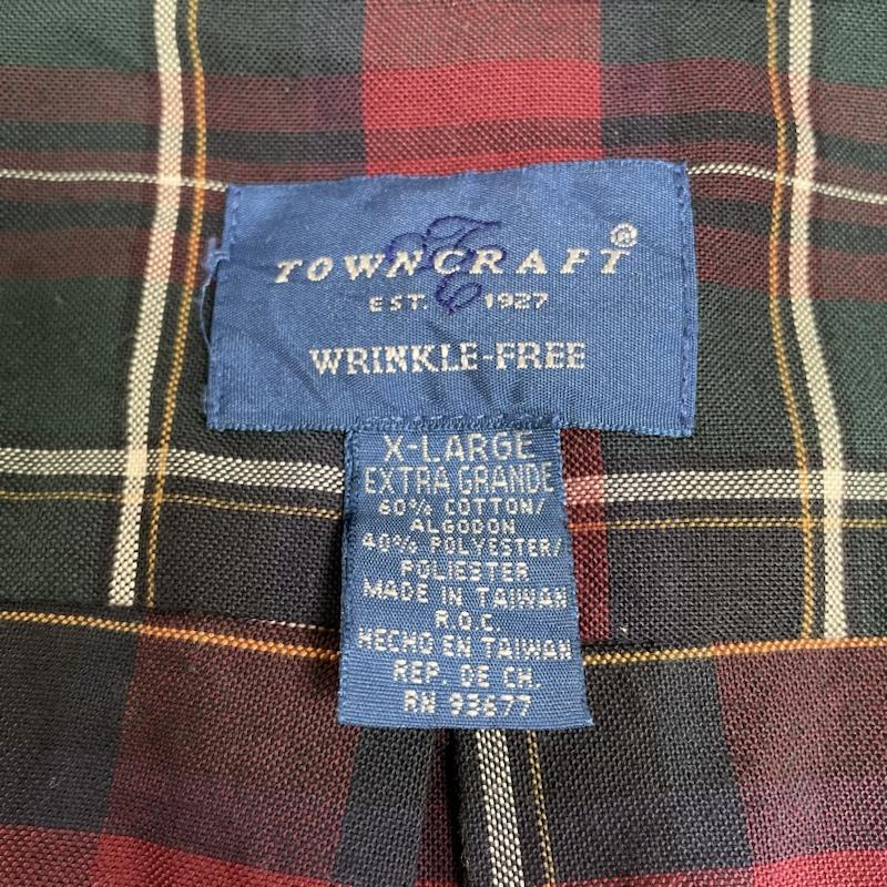 タウンクラフト TOWNCRAFT シャツ、ブラウス 長袖 ボタンダウン チェック 長袖 シャツ XL 赤 / レッド / red X 緑 / グリーン / green メンズ USED 古着 中古 50141819