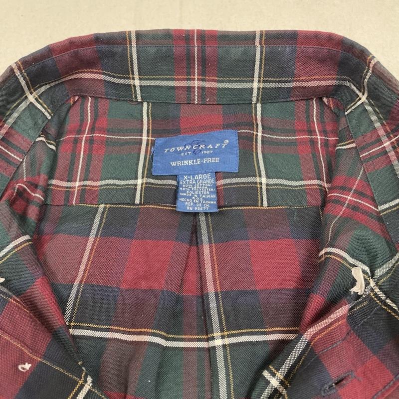 タウンクラフト TOWNCRAFT シャツ、ブラウス 長袖 ボタンダウン チェック 長袖 シャツ XL 赤 / レッド / red X 緑 / グリーン / green メンズ USED 古着 中古 50141819
