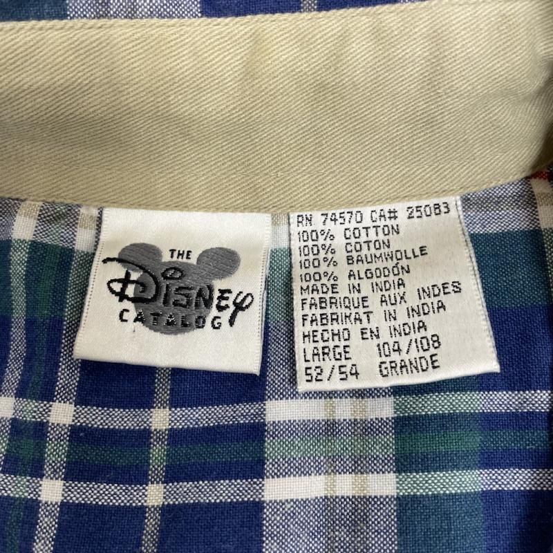 ディズニー Disney シャツ、ブラウス 半袖 90s グーフィー 半袖 ボタンダウン チェック シャツ LL 青 / ブルー / blue X 緑 / グリーン / green メンズ USED 古着 中古 50141821