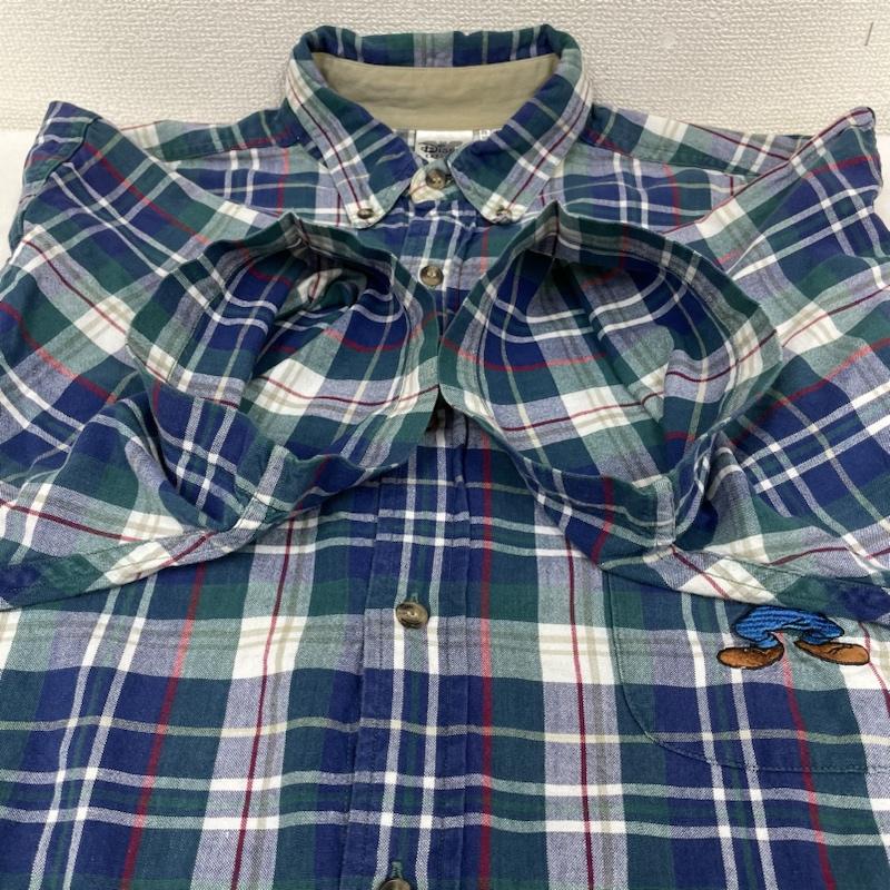 ディズニー Disney シャツ、ブラウス 半袖 90s グーフィー 半袖 ボタンダウン チェック シャツ LL 青 / ブルー / blue X 緑 / グリーン / green メンズ USED 古着 中古 50141821