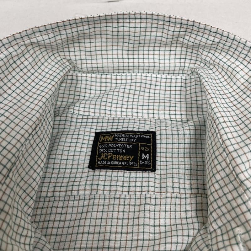 ジェーシーペニー JCPENNEY シャツ、ブラウス 長袖 70s 襟芯 長袖 チェック シャツ 15-15 1/2 M 白 / ホワイト / white X 茶 / ブラウン / brown X 緑 / グリーン / green メンズ USED 古着 中古 50141824