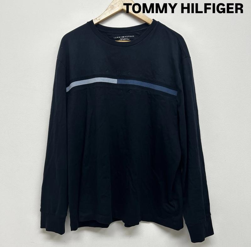トミーヒルフィガー TOMMY HILFIGER Tシャツ 長袖 TOMMY HILFIGER トミーヒルフィガー 長袖TEE ロゴTシャツ XL ロゴ、文字 紺 / ネイビー / navy メンズ USED 古着 中古 50141872