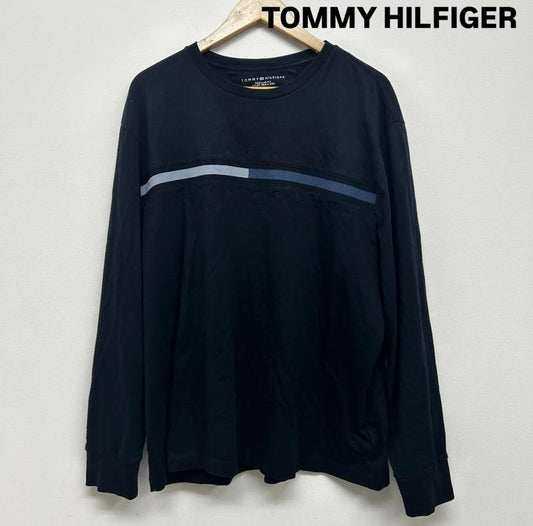 トミーヒルフィガー TOMMY HILFIGER Tシャツ 長袖 TOMMY HILFIGER トミーヒルフィガー 長袖TEE ロゴTシャツ XL ロゴ、文字 紺 / ネイビー / navy メンズ USED 古着 中古 50141872