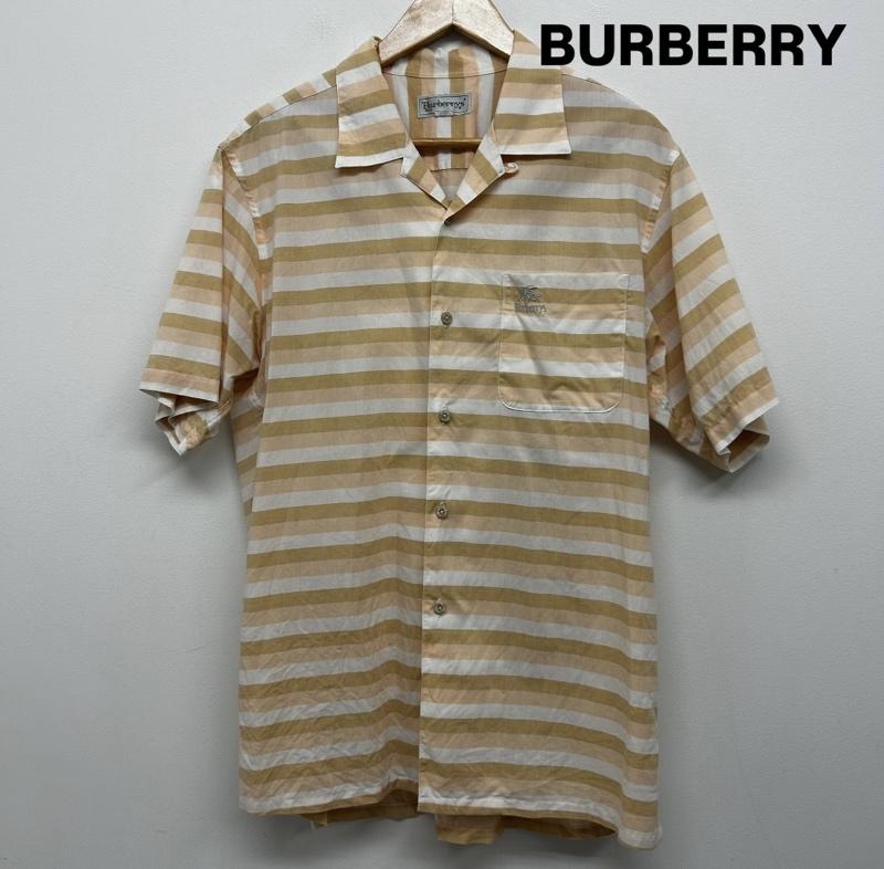バーバリー BURBERRY シャツ、ブラウス 半袖 半袖シャツ オープンカラー ボーダー L ボーダー柄 橙 / オレンジ / orange X 白 / ホワイト / white メンズ USED 古着 中古 50141878