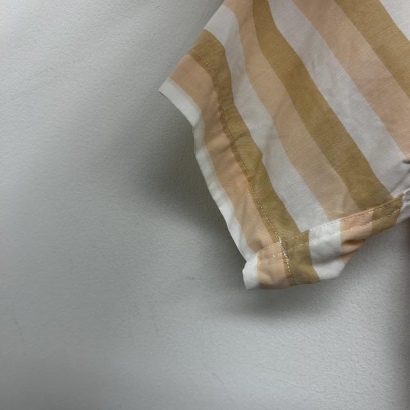 バーバリー BURBERRY シャツ、ブラウス 半袖 半袖シャツ オープンカラー ボーダー L ボーダー柄 橙 / オレンジ / orange X 白 / ホワイト / white メンズ USED 古着 中古 50141878