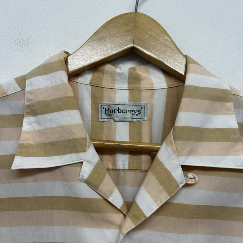 バーバリー BURBERRY シャツ、ブラウス 半袖 半袖シャツ オープンカラー ボーダー L ボーダー柄 橙 / オレンジ / orange X 白 / ホワイト / white メンズ USED 古着 中古 50141878