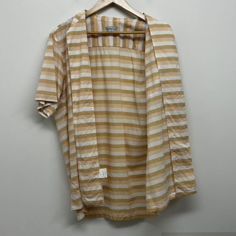 バーバリー BURBERRY シャツ、ブラウス 半袖 半袖シャツ オープンカラー ボーダー L ボーダー柄 橙 / オレンジ / orange X 白 / ホワイト / white メンズ USED 古着 中古 50141878
