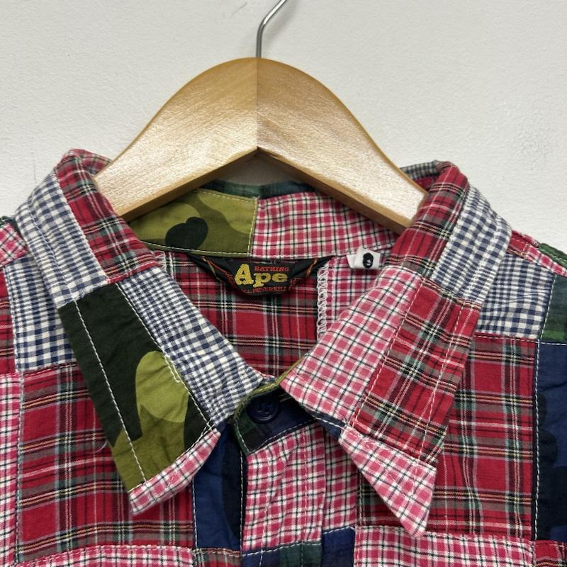 アベイシングエイプ A BATHING APE シャツ、ブラウス 半袖 半袖シャツ 異素材切替シャツ 総柄 XL 総柄 マルチカラー / マルチカラー / multicolor メンズ USED 古着 中古 50141885