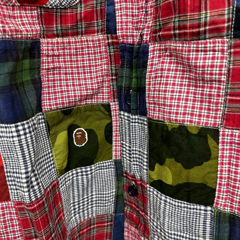 アベイシングエイプ A BATHING APE シャツ、ブラウス 半袖 半袖シャツ 異素材切替シャツ 総柄 XL 総柄 マルチカラー / マルチカラー / multicolor メンズ USED 古着 中古 50141885
