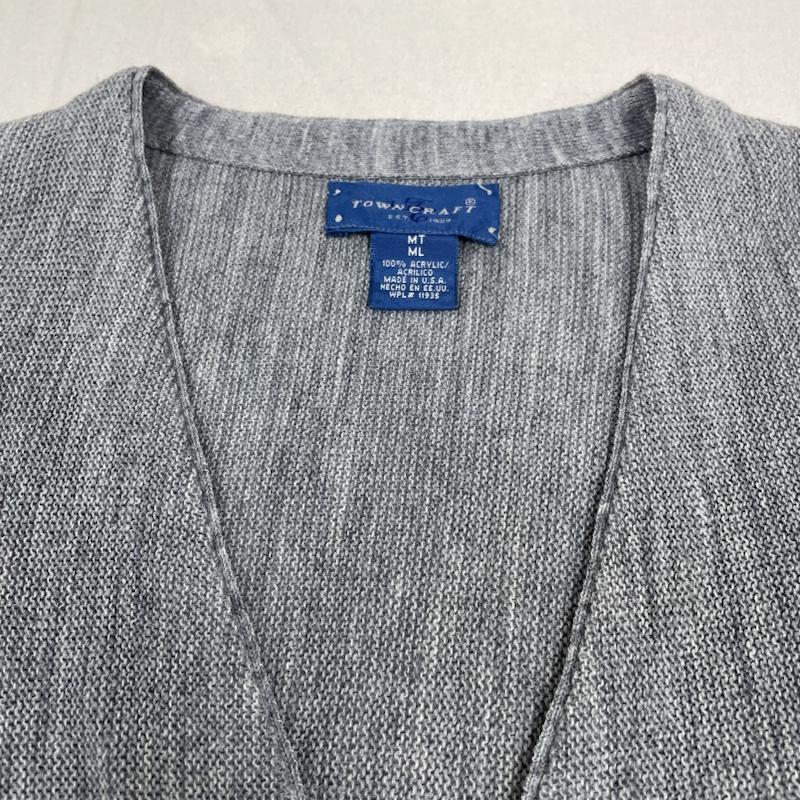 タウンクラフト TOWNCRAFT カーディガン 長袖 90s USA製 長袖 アクリル ニット カーディガン 前開き ボタン M 無地 灰 / グレー / gray メンズ USED 古着 中古 50141916