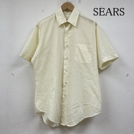 シアーズ SEARS シャツ、ブラウス 半袖 半袖 シャツ ブラウス Shirt デザインシャツ 胸ポケット ボタン 無地 サイズ15 1/2 - 無地 黄 / イエロー / yellow メンズ USED 古着 中古 50141929