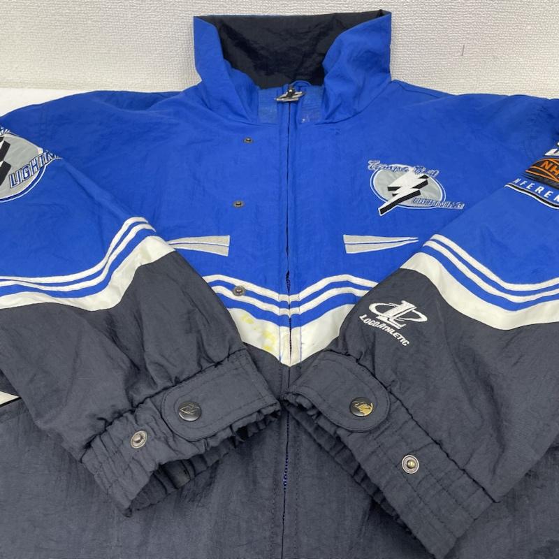 古着 USED ジャケット、上着 ジャンパー、ブルゾン NHL ナイロン ジャケット ホッケー TAMPA BAY LIGHTNING L ロゴ、文字 X 刺繍 青 / ブルー / blue メンズ USED 古着 中古 50141933