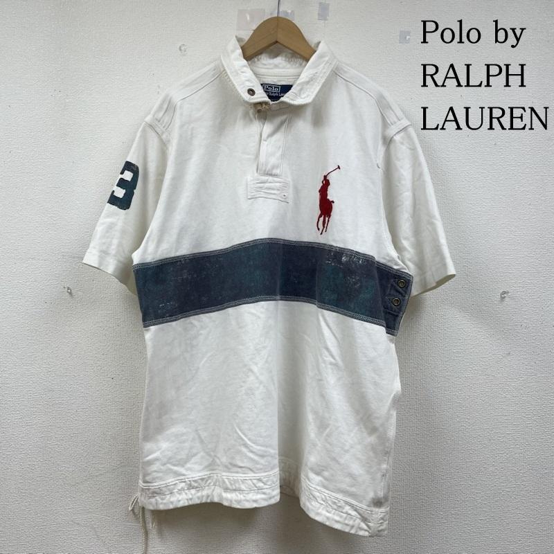 ポロバイラルフローレン Polo by RALPH LAUREN ポロシャツ 半袖 90s 半袖 ポロシャツ ナンバリングデザイン 3 ビッグポニーロゴ 刺繍 トグル サイズXXXL - ロゴ、文字 X 刺繍 X プリント 白 / ホワイト / white メンズ USED 古着 中古 50141951