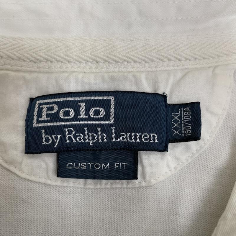 ポロバイラルフローレン Polo by RALPH LAUREN ポロシャツ 半袖 90s 半袖 ポロシャツ ナンバリングデザイン 3 ビッグポニーロゴ 刺繍 トグル サイズXXXL - ロゴ、文字 X 刺繍 X プリント 白 / ホワイト / white メンズ USED 古着 中古 50141951
