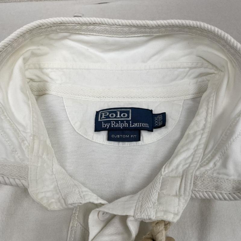 ポロバイラルフローレン Polo by RALPH LAUREN ポロシャツ 半袖 90s 半袖 ポロシャツ ナンバリングデザイン 3 ビッグポニーロゴ 刺繍 トグル サイズXXXL - ロゴ、文字 X 刺繍 X プリント 白 / ホワイト / white メンズ USED 古着 中古 50141951
