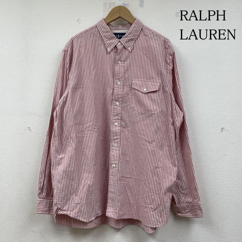 ラルフローレン RALPHLAUREN シャツ、ブラウス 長袖 長袖 ボタンダウン シャツ ボタン ストライプ XL ストライプ 白 / ホワイト / white X 赤 / レッド / red メンズ USED 古着 中古 50141959