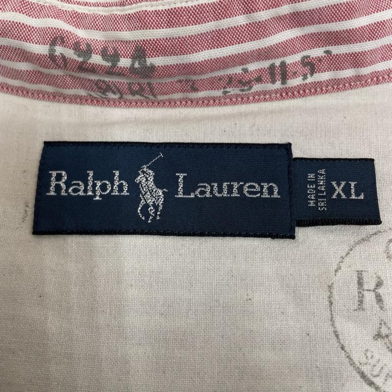 ラルフローレン RALPHLAUREN シャツ、ブラウス 長袖 長袖 ボタンダウン シャツ ボタン ストライプ XL ストライプ 白 / ホワイト / white X 赤 / レッド / red メンズ USED 古着 中古 50141959