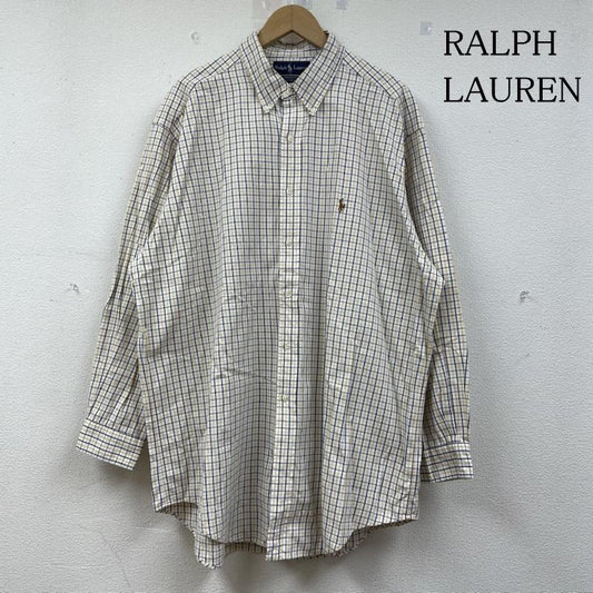 ラルフローレン RALPHLAUREN シャツ、ブラウス 長袖 90s ビンテージ 香港製 YARMOUTH チェック柄 ボタンダウン 長袖 シャツ サイズ17 34/35 - チェック X ロゴ、文字 X 刺繍 X ワンポイント マルチカラー / マルチカラー / multicolor メンズ USED 古着 中古 50141962
