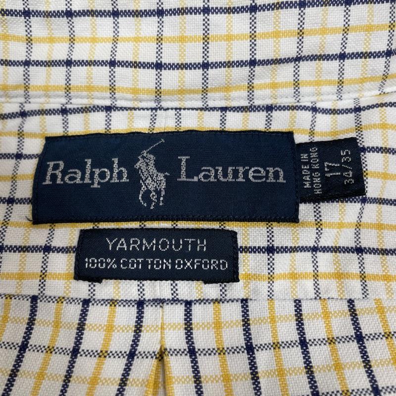 ラルフローレン RALPHLAUREN シャツ、ブラウス 長袖 90s ビンテージ 香港製 YARMOUTH チェック柄 ボタンダウン 長袖 シャツ サイズ17 34/35 - チェック X ロゴ、文字 X 刺繍 X ワンポイント マルチカラー / マルチカラー / multicolor メンズ USED 古着 中古 50141962