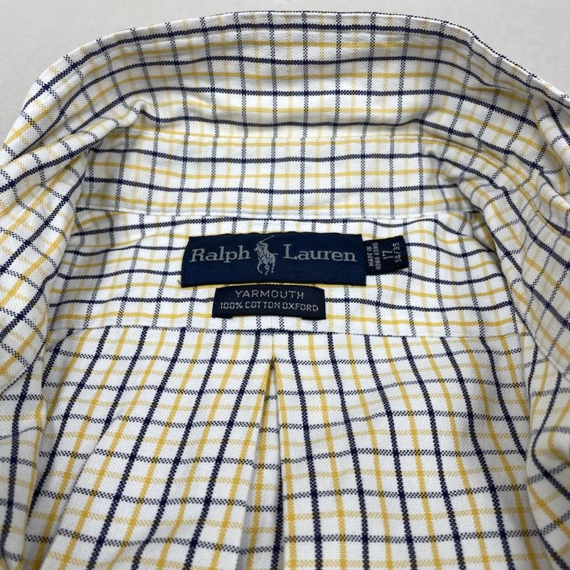 ラルフローレン RALPHLAUREN シャツ、ブラウス 長袖 90s ビンテージ 香港製 YARMOUTH チェック柄 ボタンダウン 長袖 シャツ サイズ17 34/35 - チェック X ロゴ、文字 X 刺繍 X ワンポイント マルチカラー / マルチカラー / multicolor メンズ USED 古着 中古 50141962