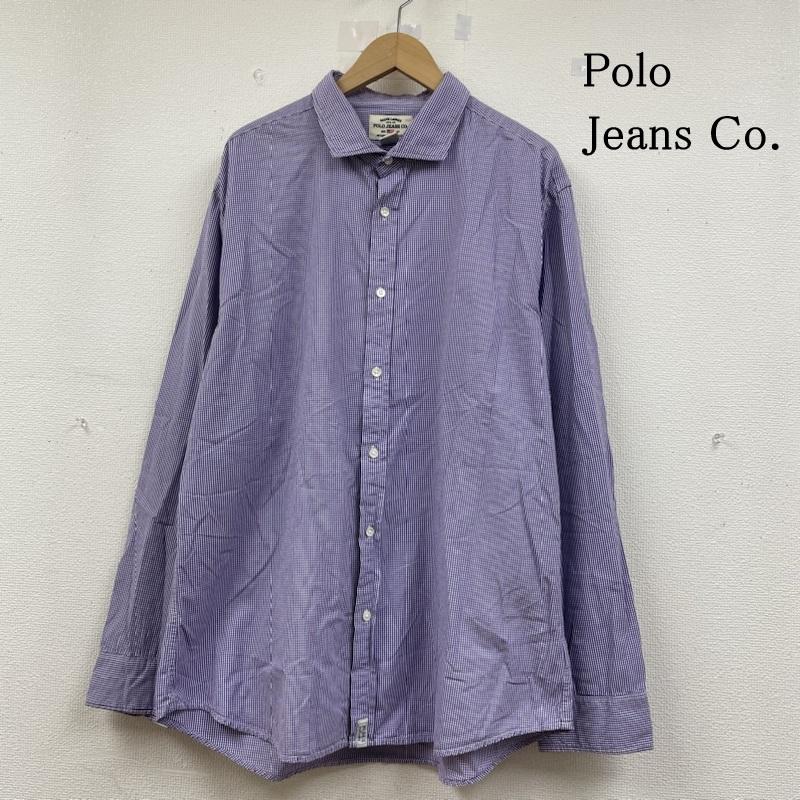 ポロ ジーンズ Polo Jeans Co. シャツ、ブラウス 長袖 90s 長袖 シャツ ブラウス Shirt ロングスリーブ ギンガムチェック 大きめ ビッグシルエット オーバーサイズ XXL チェック 白 / ホワイト / white X 紫 / パープル / purple メンズ USED 古着 中古 50141966