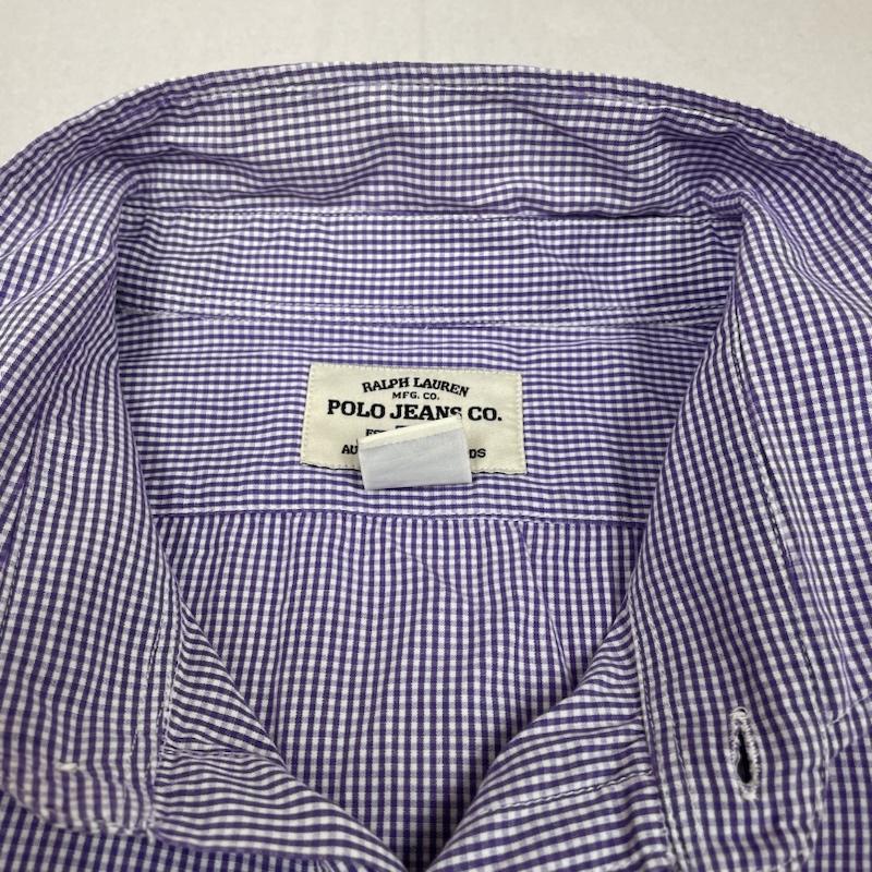 ポロ ジーンズ Polo Jeans Co. シャツ、ブラウス 長袖 90s 長袖 シャツ ブラウス Shirt ロングスリーブ ギンガムチェック 大きめ ビッグシルエット オーバーサイズ XXL チェック 白 / ホワイト / white X 紫 / パープル / purple メンズ USED 古着 中古 50141966