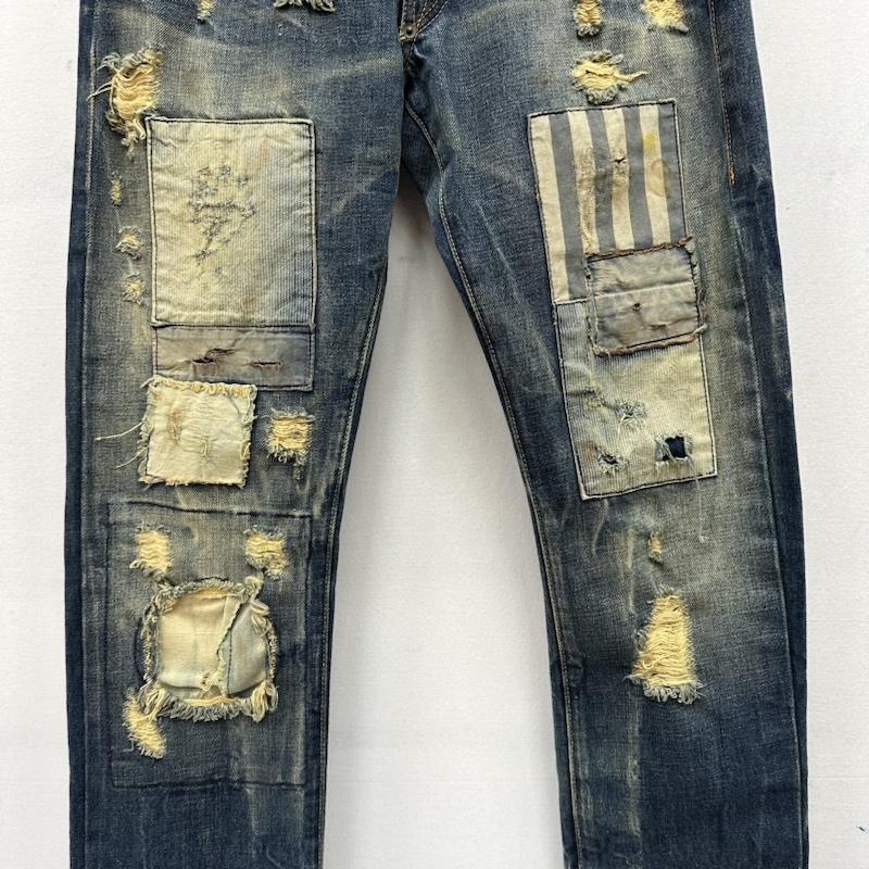 古着 USED パンツ デニム、ジーンズ USA製 STRIVERS ROW ボタンフライ ダメージ デニム パンツ 32インチ インディゴ / インディゴ / Indigo メンズ USED 古着 中古 50142022