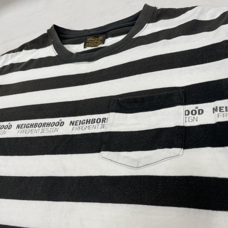 ネイバーフッド NEIGHBORHOOD Tシャツ 半袖 Fragment Design コラボ オールド ボーダー ポケット Tシャツ XL ボーダー柄 X ロゴ、文字 白 / ホワイト / white X 黒 / ブラック / black メンズ USED 古着 中古 50142031