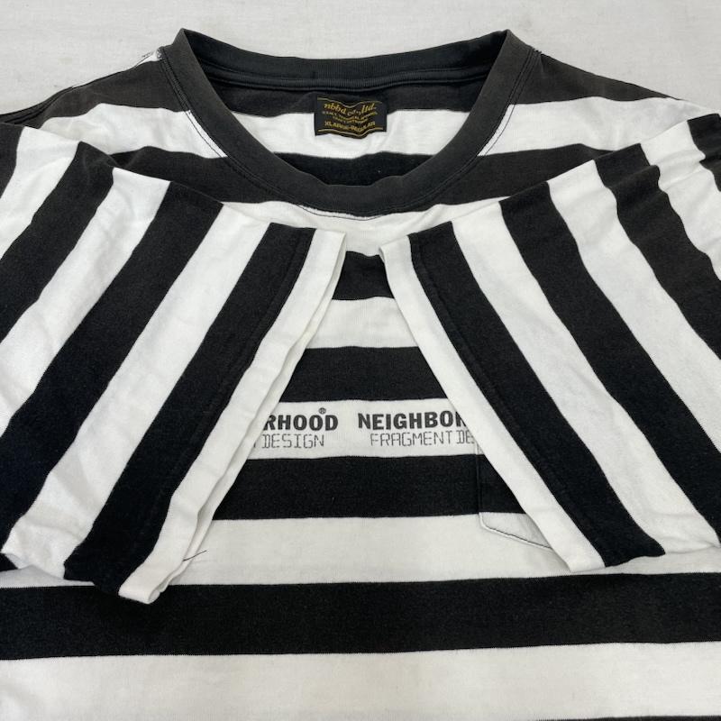ネイバーフッド NEIGHBORHOOD Tシャツ 半袖 Fragment Design コラボ オールド ボーダー ポケット Tシャツ XL ボーダー柄 X ロゴ、文字 白 / ホワイト / white X 黒 / ブラック / black メンズ USED 古着 中古 50142031