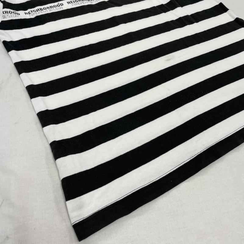 ネイバーフッド NEIGHBORHOOD Tシャツ 半袖 Fragment Design コラボ オールド ボーダー ポケット Tシャツ XL ボーダー柄 X ロゴ、文字 白 / ホワイト / white X 黒 / ブラック / black メンズ USED 古着 中古 50142031