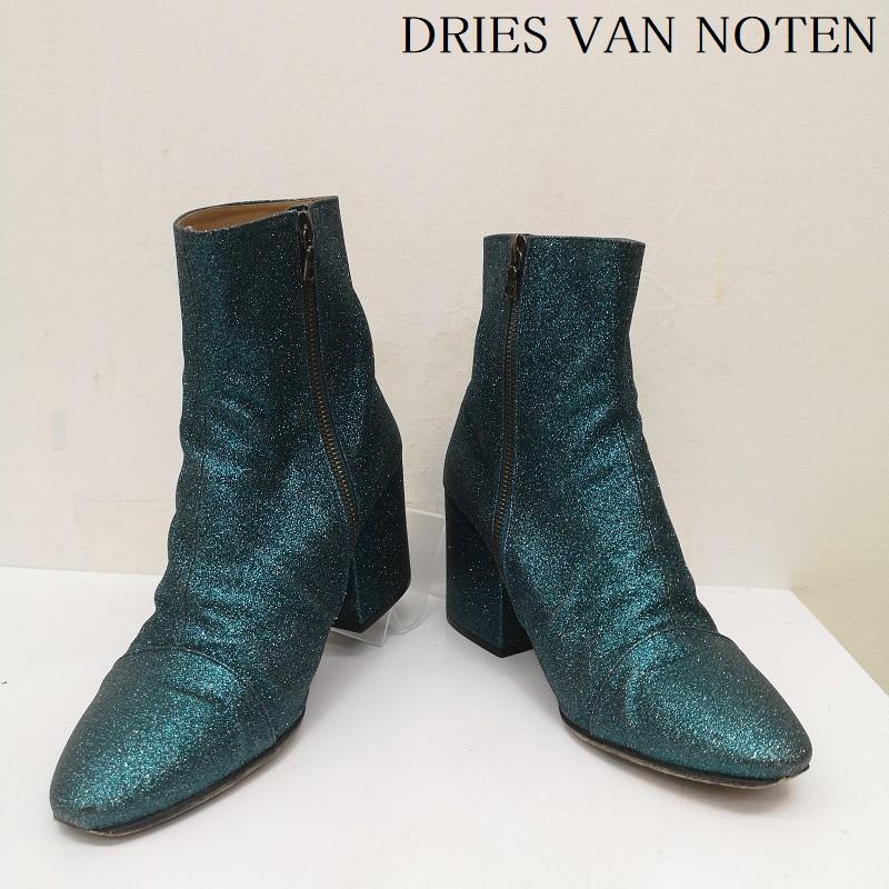 ドリスヴァンノッテン DRIES VAN NOTEN ブーツ 一般 グリッター ヒール ブーツ ラメ サイドジップ サイズ38 24.0cm 緑 / グリーン / green レディース USED 古着 中古 50142068