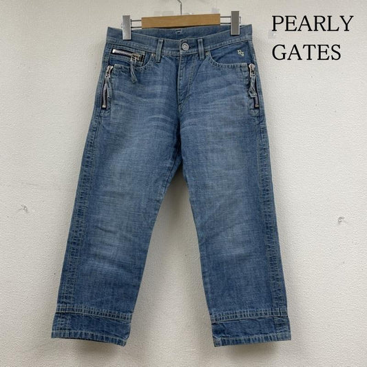 パーリーゲイツ PEARLY GATES パンツ デニム、ジーンズ デニム ジーパン ジーンズ テーパード ジップフライ クロップド丈 ゴルフ スポーツ 0 無地 インディゴ / インディゴ / Indigo レディース USED 古着 中古 50142085