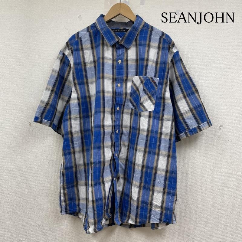 ショーンジョン SEANJOHN シャツ、ブラウス 半袖 半袖 シャツ ブラウス Shirt デザインシャツ 胸ポケット ボタン チェック 大きめ ビッグシルエット サイズ3XL - チェック マルチカラー / マルチカラー / multicolor メンズ USED 古着 中古 50142111