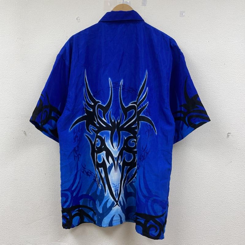古着 USED シャツ、ブラウス 半袖 90s CITY IMPACT トライバル柄 ファイヤー フレイムス プリント 半袖 シャツ ブラウス Shirt L  X プリント 青 / ブルー / blue メンズ USED 古着 中古 50142113