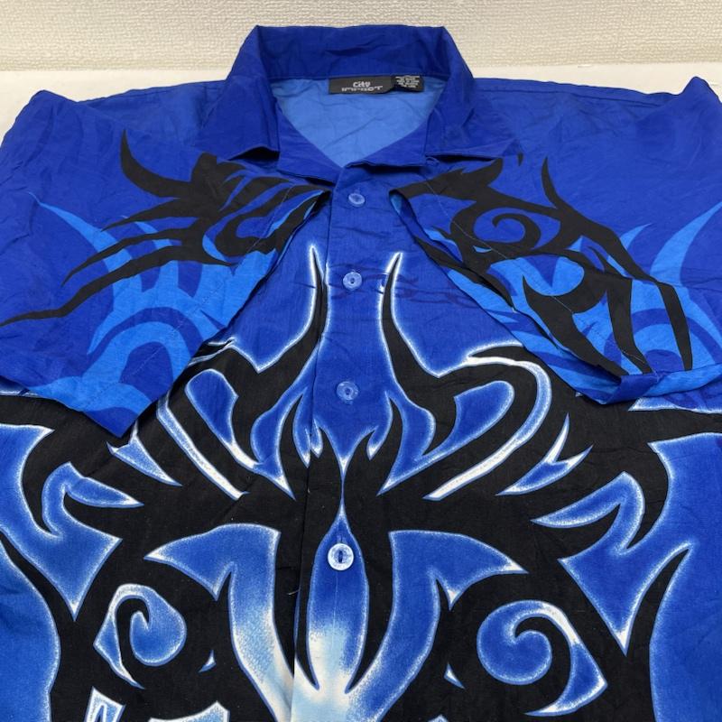 古着 USED シャツ、ブラウス 半袖 90s CITY IMPACT トライバル柄 ファイヤー フレイムス プリント 半袖 シャツ ブラウス Shirt L  X プリント 青 / ブルー / blue メンズ USED 古着 中古 50142113
