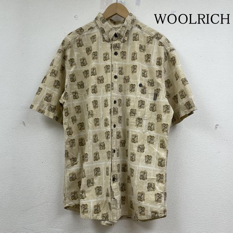 ウールリッチ WOOLRICH シャツ、ブラウス 半袖 90s 鹿柄 総柄 プリント 半袖 ボタンダウン シャツ ボタンロゴ刻印 L 総柄 X アニマル柄 ベージュ / ベージュ / beige メンズ USED 古着 中古 50142114