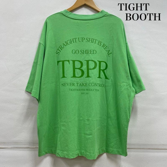 タイトブース TIGHTBOOTH Tシャツ 半袖 TBPR STRAIGHT UP T-SHIRT オーバーサイズ ビッグシルエット ポケット Tシャツ M ロゴ、文字 X プリント 薄緑 / ライトグリーン / メンズ USED 古着 中古 50142124